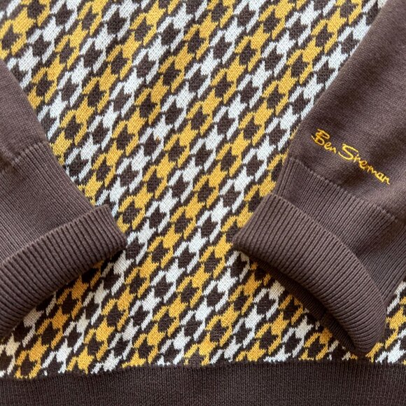 MAKE OFFER! Ben Sherman Sweater Pullover Houndstooth Dogtooth Men's size 3 Large - Picture 2 of 4